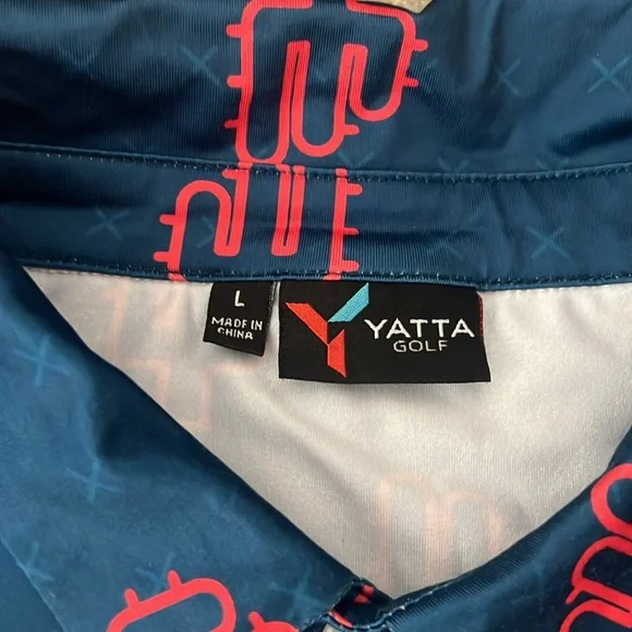 Stylish Cactus Print Polo in Navy and Pink - Picture 2 of 3